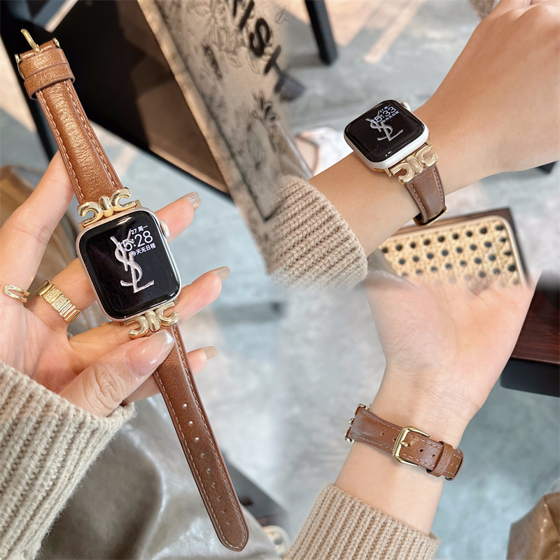 小众applewatch表带S8真皮适用S10苹果手表带女iwatch表带S9商务