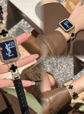 四叶草iwatch表带S8简约适用于applewatch表带S10苹果手表带S9女