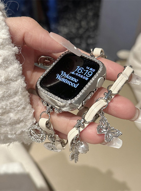 个性双圈皮质适用iwatch表带S9女S10苹果手表带AppleWatch表带S8