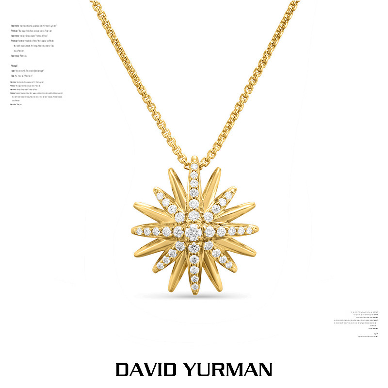 David Yurman大卫雅曼满钻八角星项链太阳花北极星星芒女士送女友