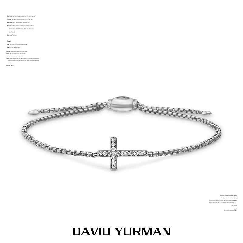 David Yurman大卫雅曼满钻十字架手链迷你十字抽拉细链镶钻小众DY