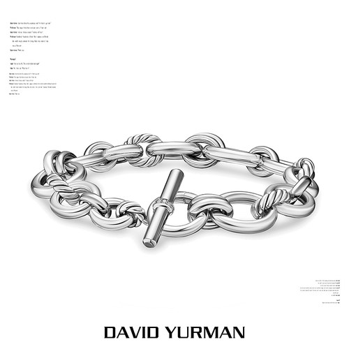 David Yurman大卫雅曼扭纹拼接手链古巴链OT扣中性轻奢粗链条镶钻