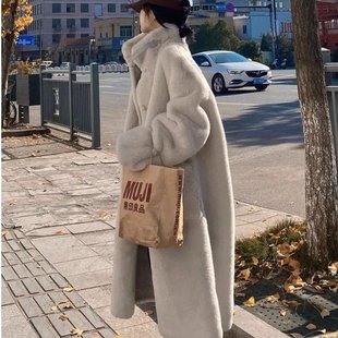 2026冬季新款韩系环保皮毛一体大衣女水貂绒中长款毛毛绒皮草外套