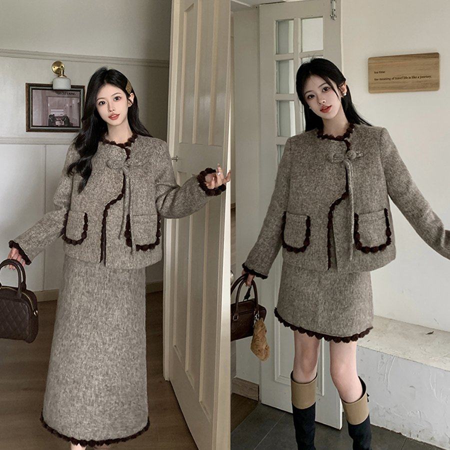 实拍大码女装加厚小香风毛呢外套a字半身裙胖MM遮肉显瘦套装,女装/女士精品,大码套装,淘宝优惠券,粉丝福利购,淘宝优惠卷