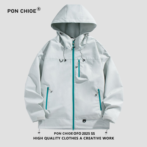 ponchioe山系防风冲锋夹克外套男2025春秋新款青少年户外登山衣服