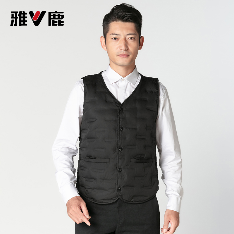 雅鹿加厚羽绒马甲男中老年背心