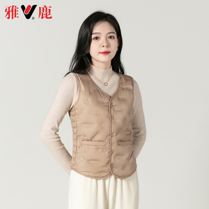 雅鹿羽绒马甲女2024冬新款内穿贴身时尚背心轻薄保暖加绒马夹内胆