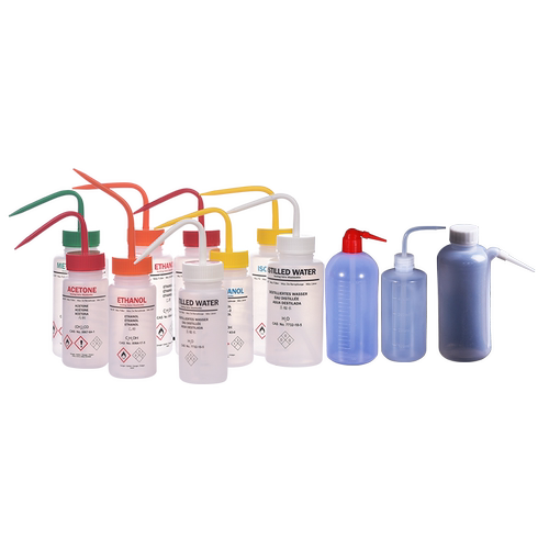 LDPE实验室彩色塑料安全标识洗瓶250/500/1000ml 进口红头酒精挤瓶 多肉浇花弯嘴边管吹气瓶