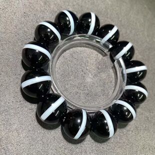 高油 手链 老料 药师 18.3mm 黑白 天珠手串