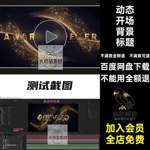 金色线条粒子背景文字标题颁奖开场片头动画动态视频素材AE模板
