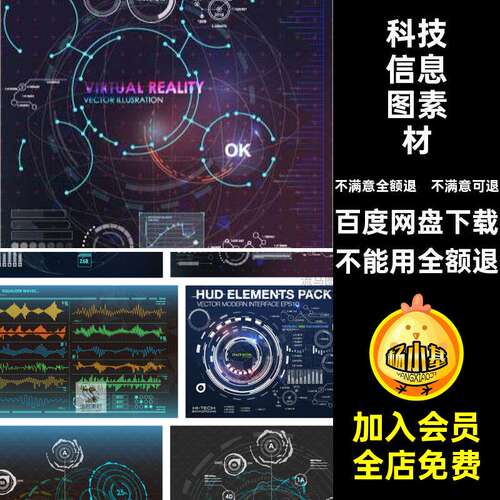 未来科技电脑素材AI科技信息图素材人工智能大屏统计数据EPS