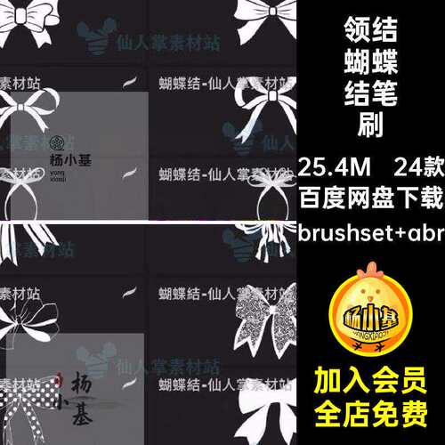 24款蝴蝶结笔刷发带PS女孩ipad领结装饰procreat