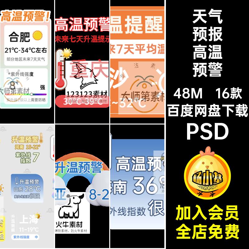 抖音直播间天气预报城市高温度升温预警悬浮贴片gif透明底动态图