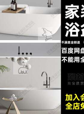 一体式浴盆SU家装浴缸浴盆用品模型大师方形独立圆形草图室内圆