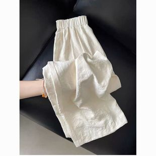 垂感宽松休闲直筒裤 今年流行爆款 女 子2025新款 清新白色奶芙山本裤