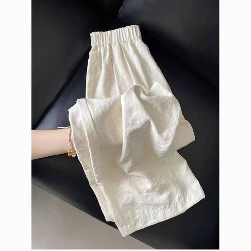 清新白色奶芙山本裤子2025新款今年流行爆款垂感宽松休闲直筒裤女