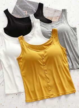 外穿带胸垫吊带背心女2025多巴胺胖妹妹修身显瘦无袖打底上衣内搭