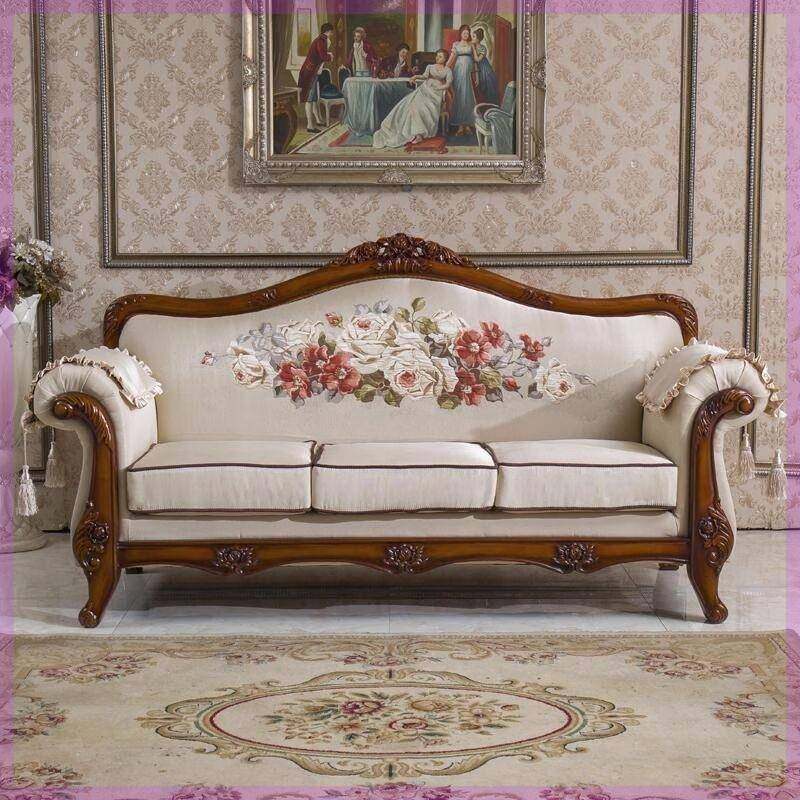 美式沙发简约欧式布艺实木沙发可拆洗小户型客厅田园三人美式123