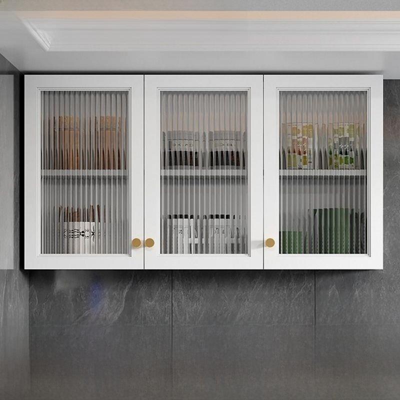 铝合金厨房吊柜卫生间浴室对开门免打孔安装墙壁柜阳台储物收纳柜