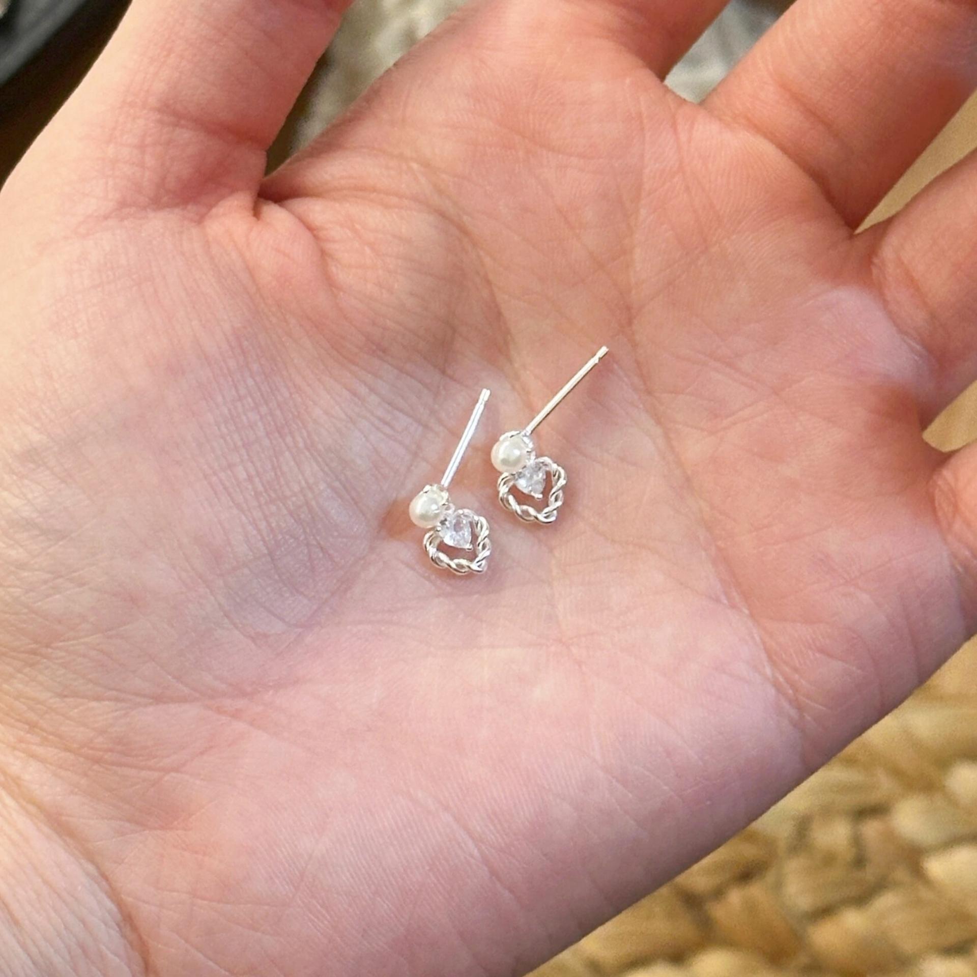 925银针耳钉甜美设计感