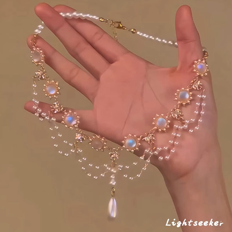法式白月光珍珠流苏项链