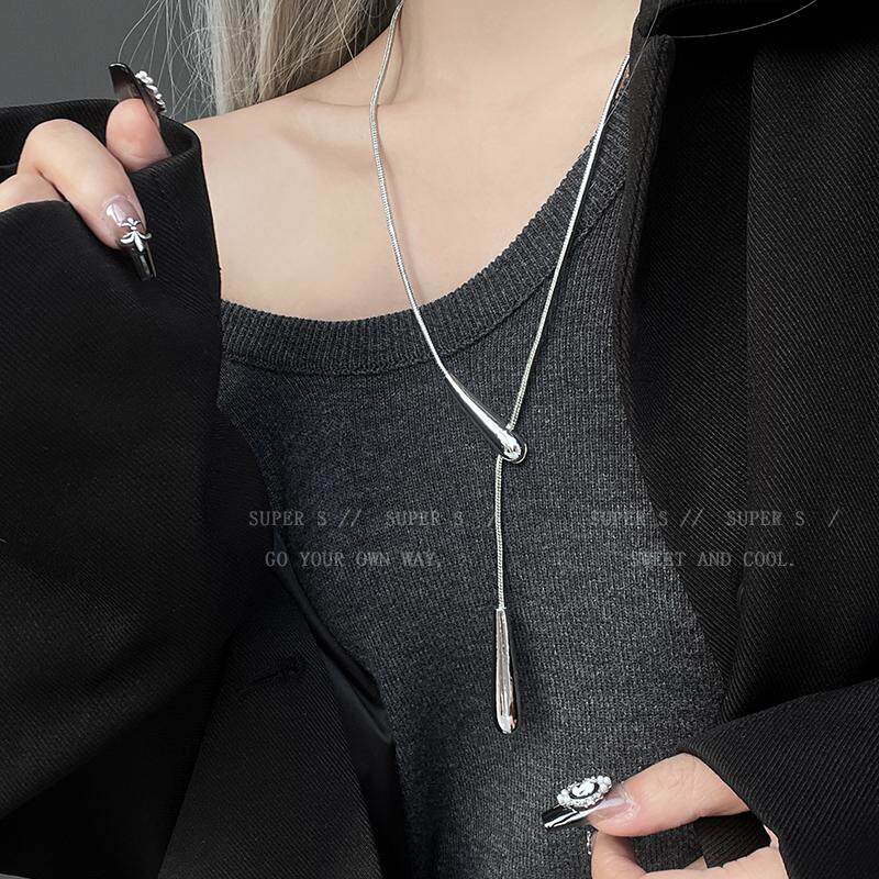 长款水滴抽拉式项链女秋冬