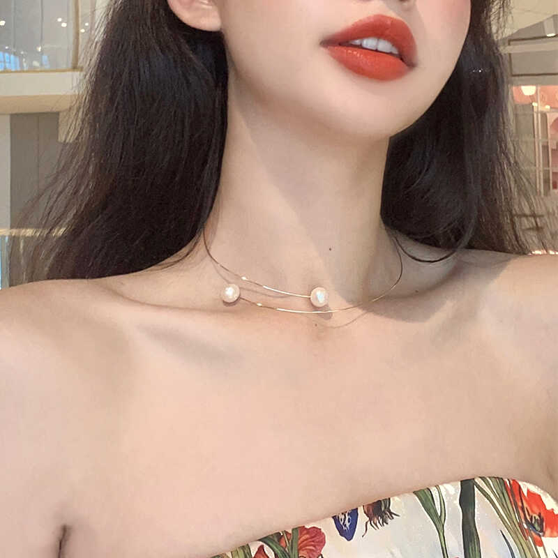 珍珠项圈女颈带项链女款2024新款爆款锁骨链女高级感choker脖颈链