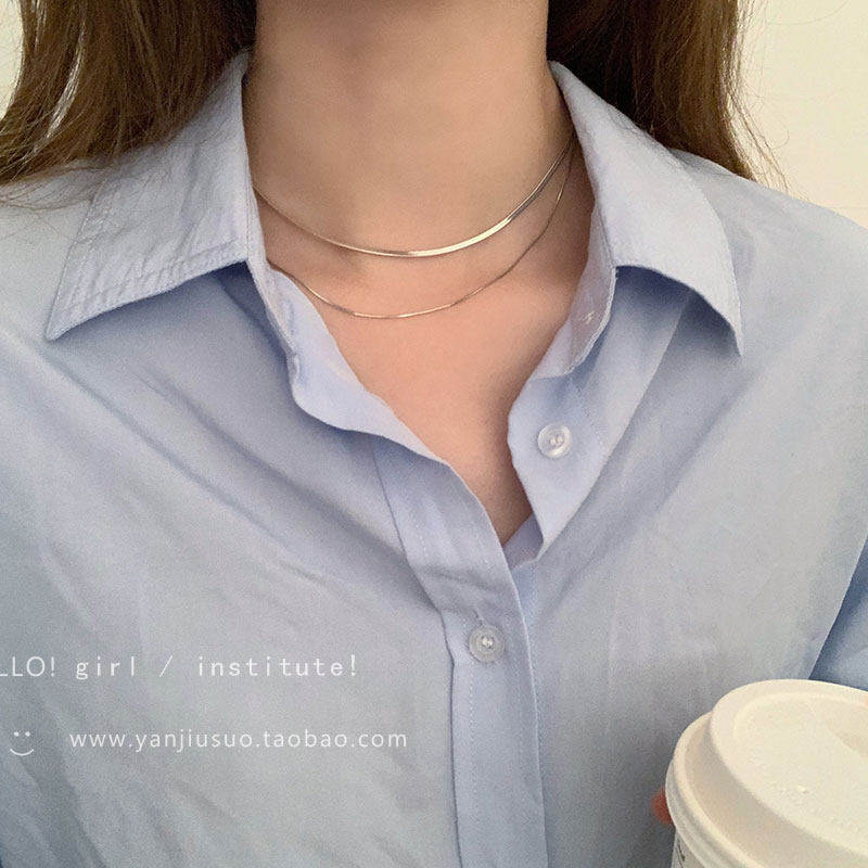 银色双层蛇骨锁骨链女轻奢小众