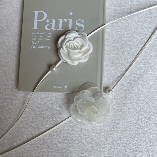 玫瑰花超仙复古法式珍珠绑带