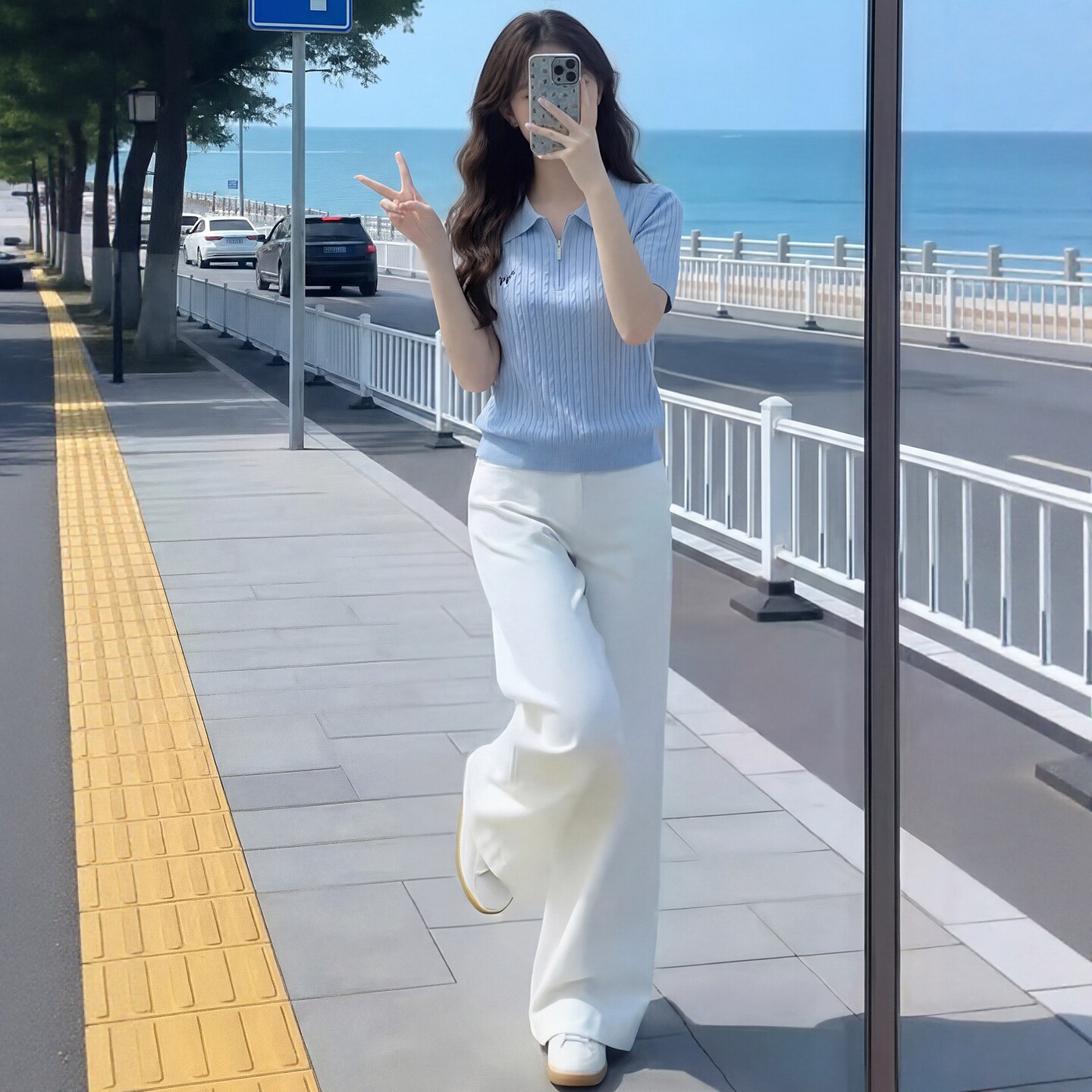 气质一整套ootd穿搭夏季小个子韩系短袖针织T恤阔腿裤两件式套装