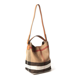 出口外贸大水桶包黄麻配头层牛皮子母包大号桶包女士手提单肩