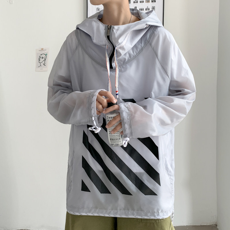 夏季男防晒衣港风薄款风衣外套大码宽松ins皮肤衣F6019P50,男装夹克,电商B220