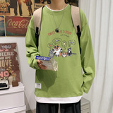 ！6%点击秋百搭假两件长袖T恤男纯棉港风宽松男卫衣W902P35，男装T恤，电商B220