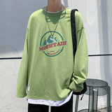 主推！早秋百搭假两件长袖T恤男纯棉港风宽松男卫衣W901P35，男装T恤，电商B220