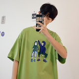 ！2023新款夏季港风短袖T恤男纯棉宽松小清新体恤T216P25，男装T恤，电商B220