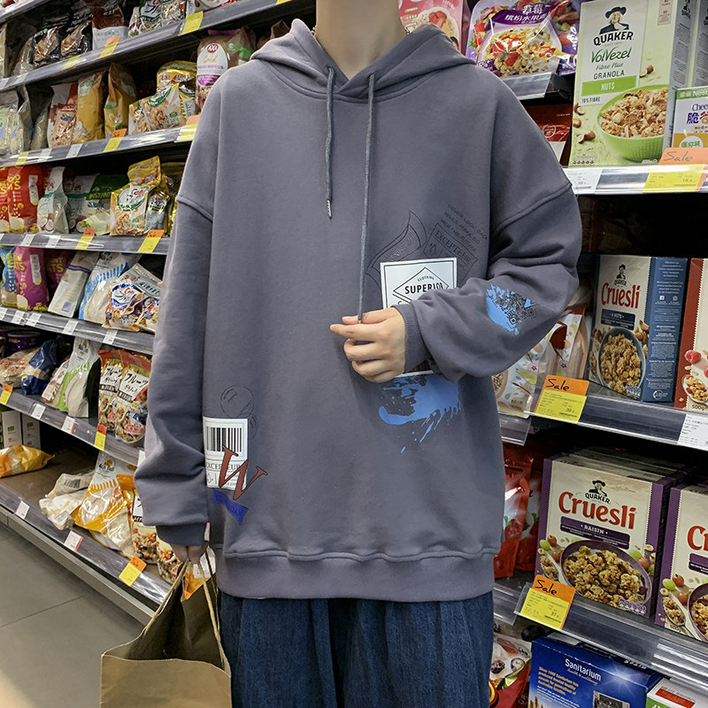 ！点击6.5%早秋男士连帽卫衣港风宽松大码外套WY301P38控58,男装卫衣,电商B220
