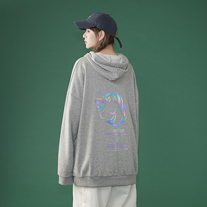 中性风！冬加绒加厚七彩反光卫衣独角兽外套WY202P45加绒P55图片