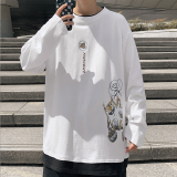 100%纯棉早秋百搭假两件长袖T恤港风撞色宽松男体恤W907P35，男装T恤，电商B220