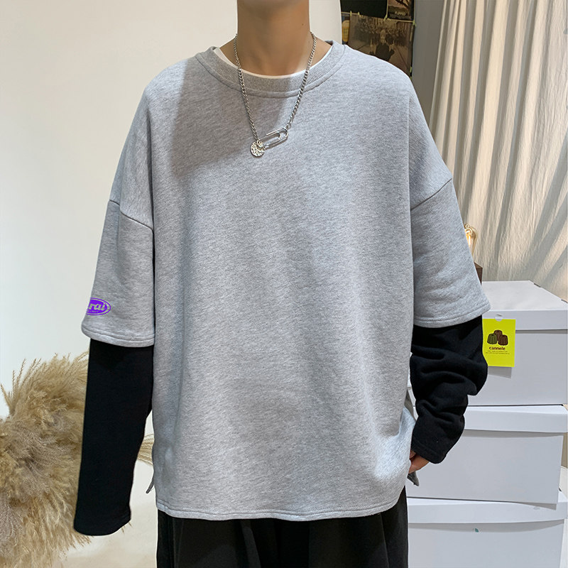 ！秋季潮牌撞色圆领卫衣男潮流港风大码学生外套秋衣WY501P40,男装卫衣,电商B220