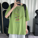 款高品质纯棉高转化宽松港风短袖T恤男学生印花体恤T317P25，男装T恤，电商B220