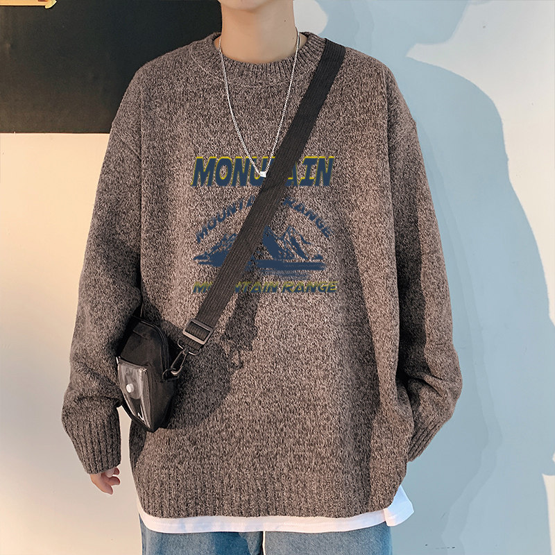 ！秋冬加厚品质毛衣男日系大码针织衫百搭学生上衣M216P45图片