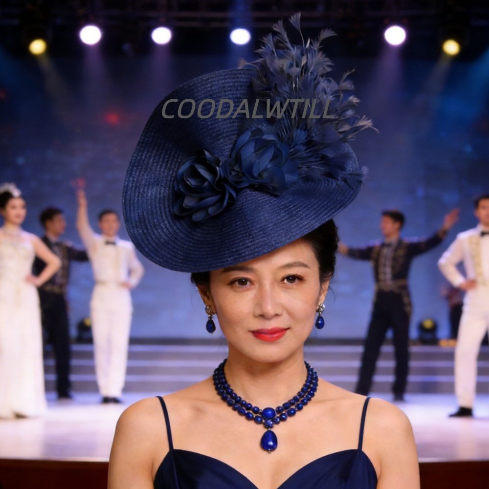 欧美复古羽毛礼帽夸张头饰舞台表演礼帽名媛T台走秀头饰宴会礼帽
