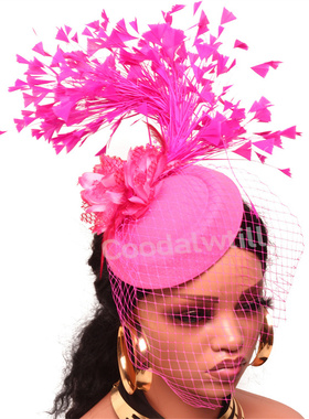 儿童走秀羽毛小礼帽女士舞台表演发饰演出面纱头饰fascinator hat