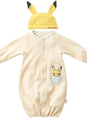 预售monpoke精灵宝可梦 母婴系列 皮卡丘 新生儿 2WAY连体衣 包衣