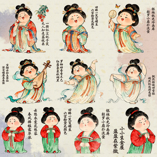 原创烫画卡通可爱国潮仕女图案热转印新款烫画卫衣热转印烫画贴
