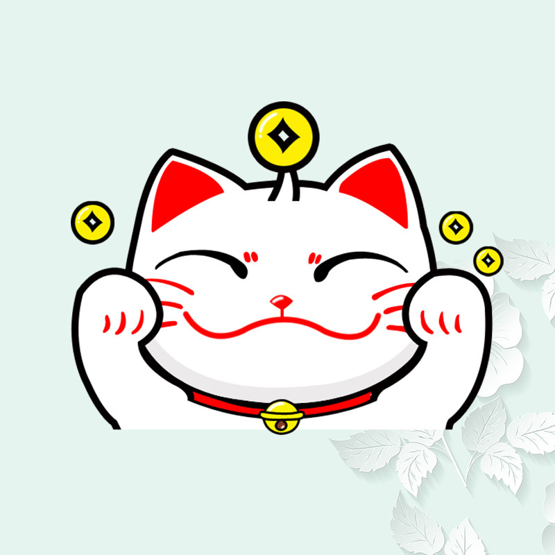 可爱卡通双手举爪招财猫图案服装印花热转印烫画贴胶印烫画印花