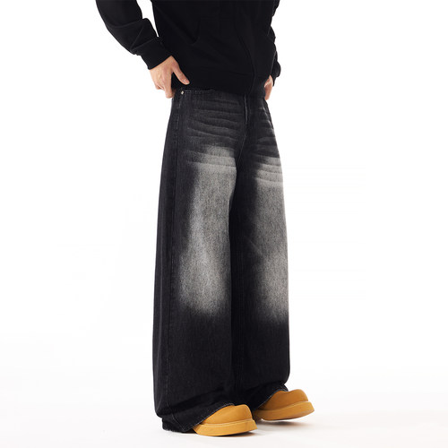 YORAINBOW A字型阔腿cleanfit男生牛仔裤情侣同款宽松百搭直筒潮