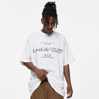 YORAINBOW字母标语印花短袖情侣