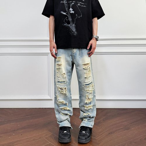 YORAINBOW牛仔裤破洞补丁四季