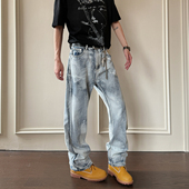 春季 CLEANFIT直筒宽松水洗扎染牛仔裤 休闲潮流男款 YORAINBOW 裤 子